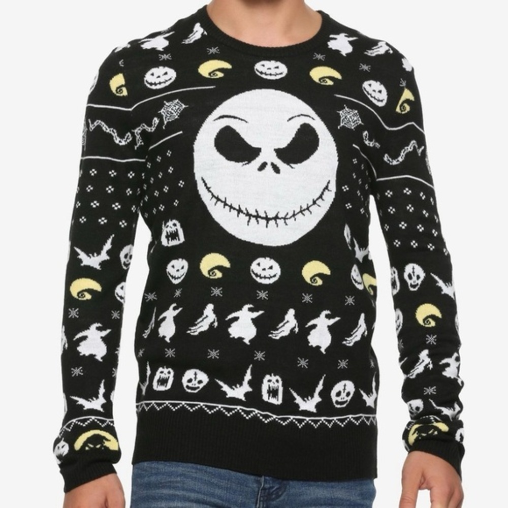 Disney Nightmare Before Christmas Jack Skellington Crewneck Sweater Size L